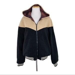 Saltwater Luxe Bomber Jacket Size Large Hood Silky Black Cream